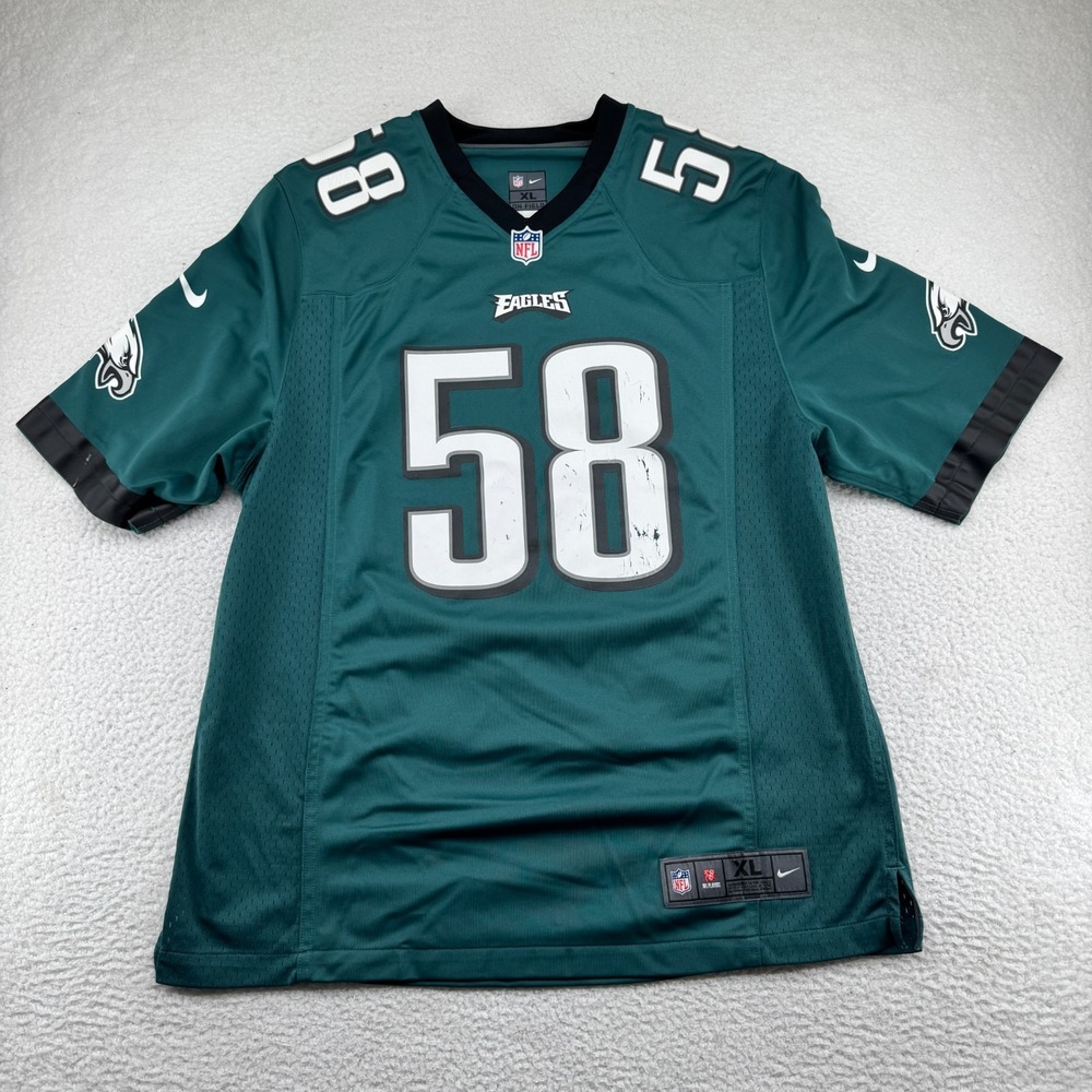 Nike On Field Philadelphia Eagles Trent Cole #58 Jersey Mens XL Midnight Green